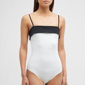 Chiara Boni La Petite Robe Aibai Colorblock One-Piece Swim Monochrome Bow Back